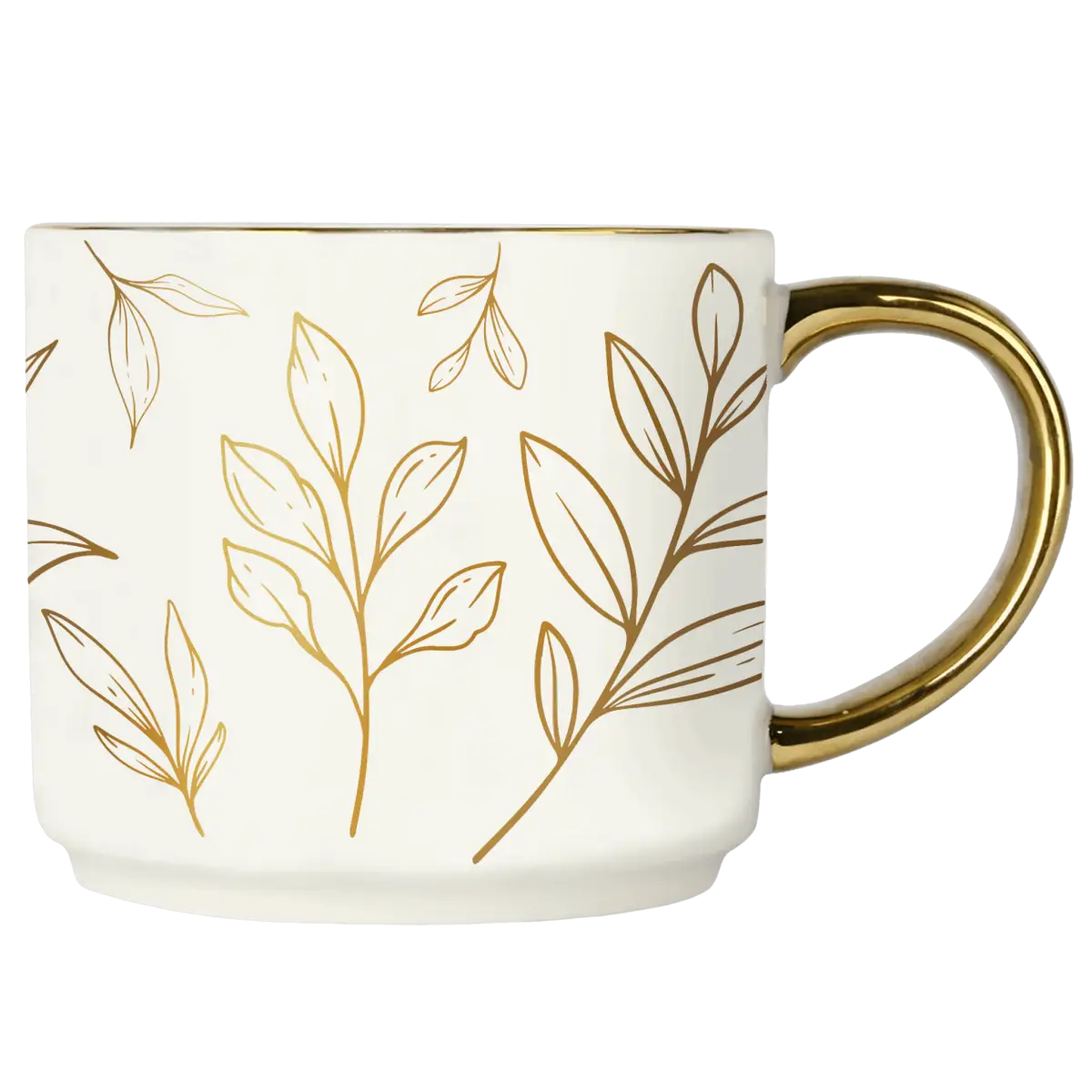 Gold Leaves 14oz. Gold Handle Coffee Mug - Sweet Water Decor