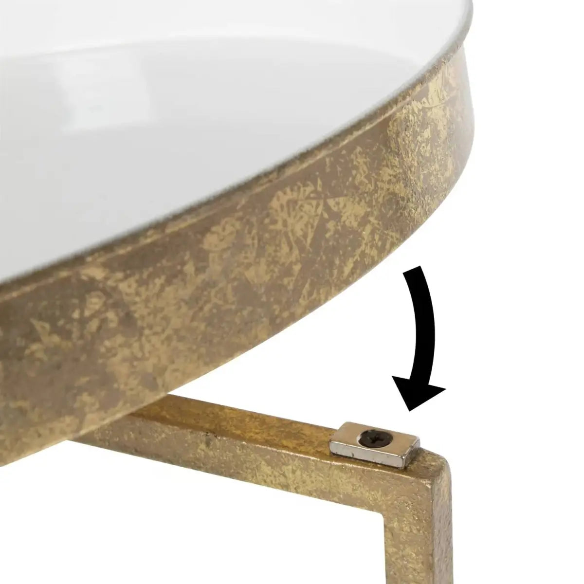 Gold Metal Round Nightstand End Table with Removable White Tray Top - HomePacific