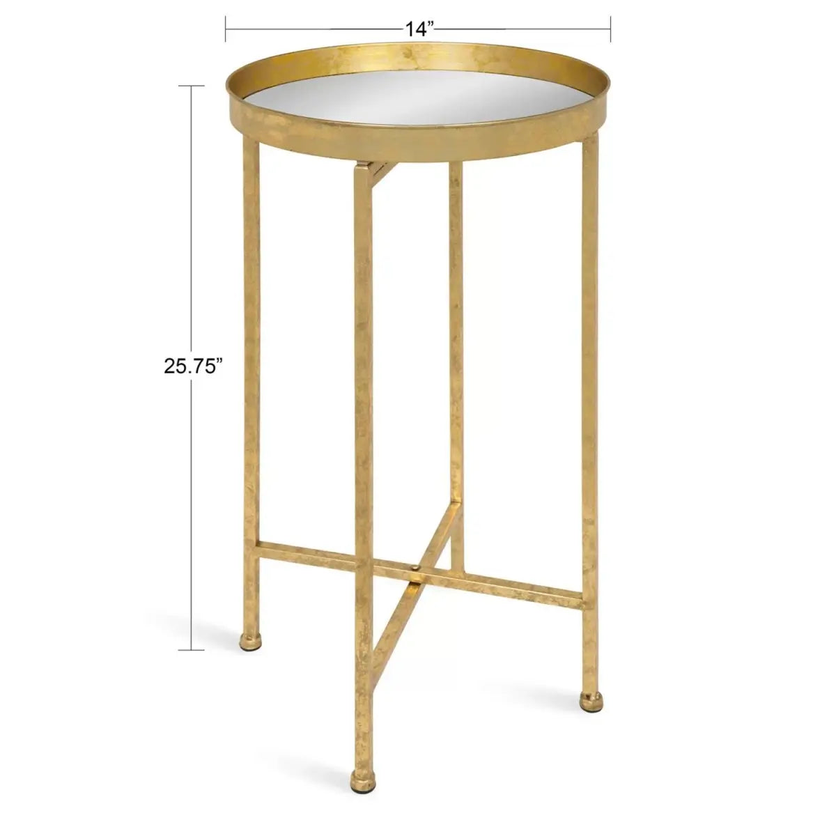 Gold Metal Round Nightstand End Table with Removable White Tray Top - HomePacific
