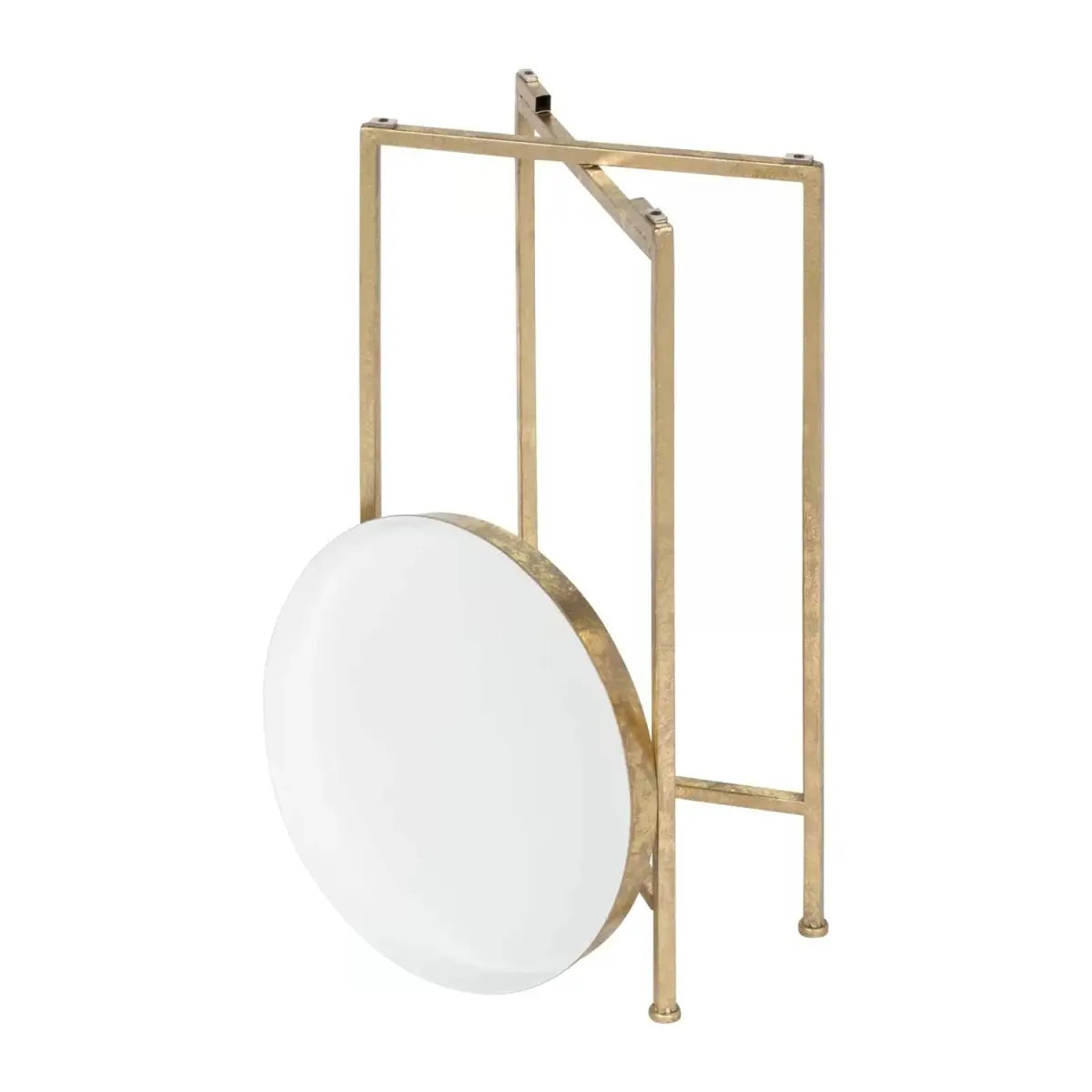 Gold Metal Round Nightstand End Table with Removable White Tray Top - HomePacific