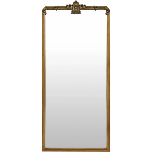 Gold Ornate 66’’ Rectangular Mirror - 66’’H x 30’’W x 2’’D Arch/Crowned Top - Boutique Rugs