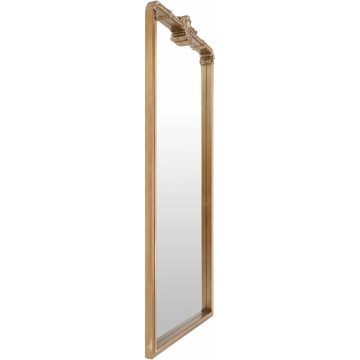 Gold Ornate 66’’ Rectangular Mirror - 66’’H x 30’’W x 2’’D Arch/Crowned Top - Boutique Rugs