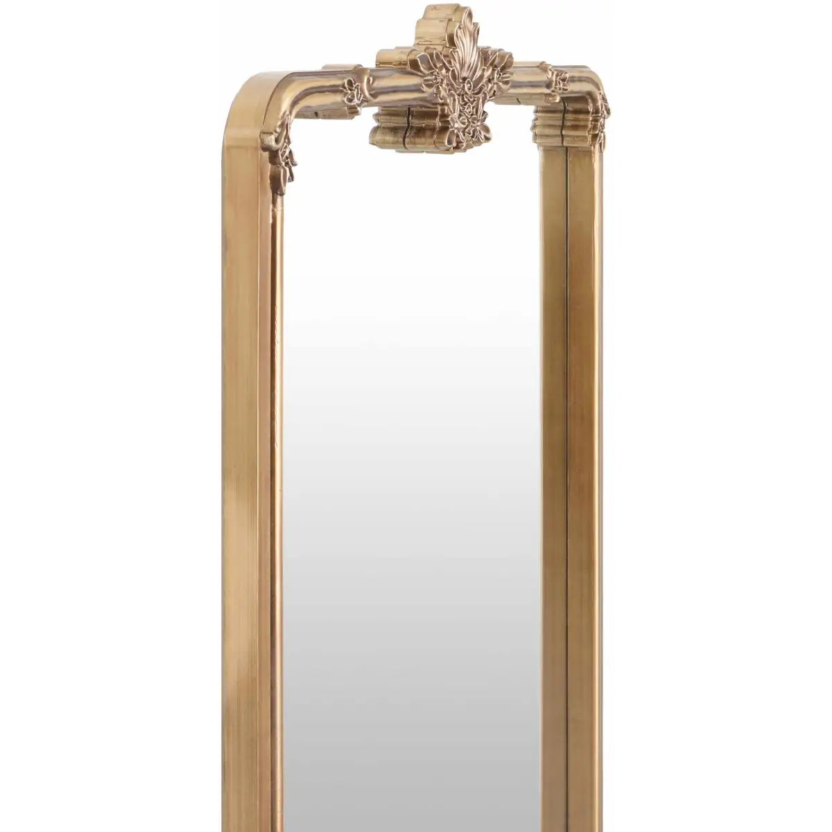 Gold Ornate 66’’ Rectangular Mirror - 66’’H x 30’’W x 2’’D Arch/Crowned Top - Boutique Rugs