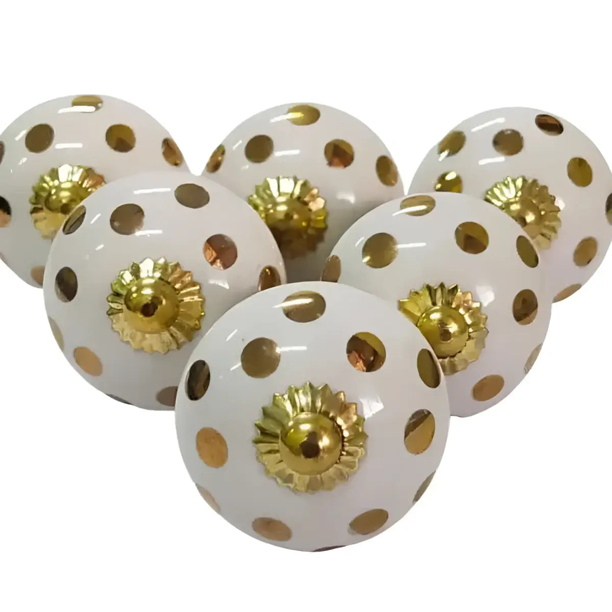 Gold Polka Dot Ceramic Door Drawer Knob (each) - Plutus imports