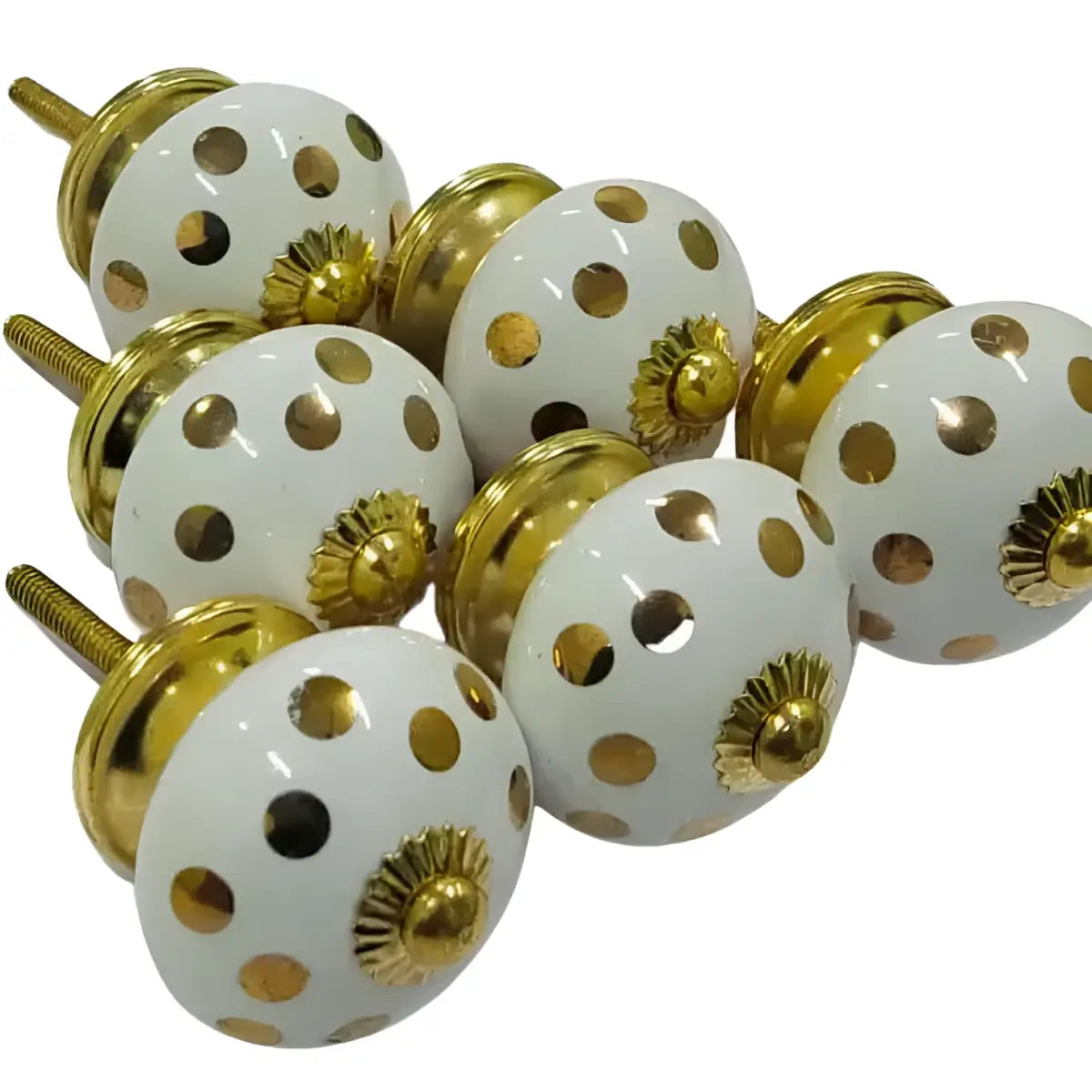Gold Polka Dot Ceramic Door Drawer Knob (each) - Plutus imports