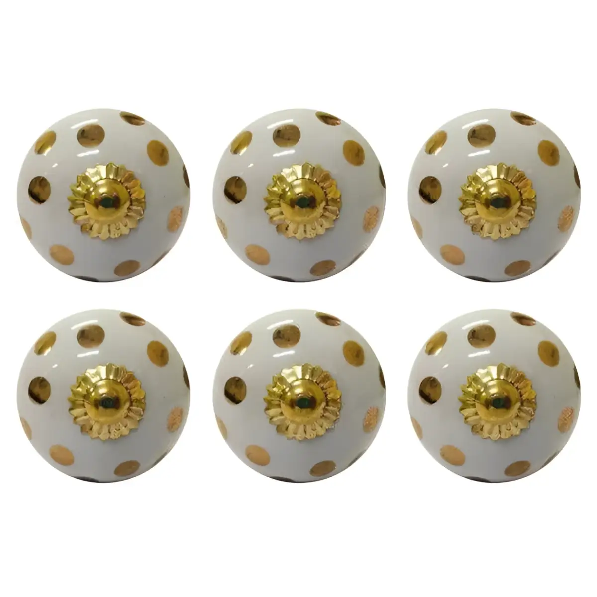 Gold Polka Dot Ceramic Door Drawer Knob (each) - Plutus imports