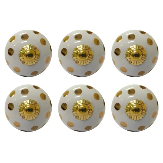 Gold Polka Dot Ceramic Door Drawer Knob (each) - Plutus imports