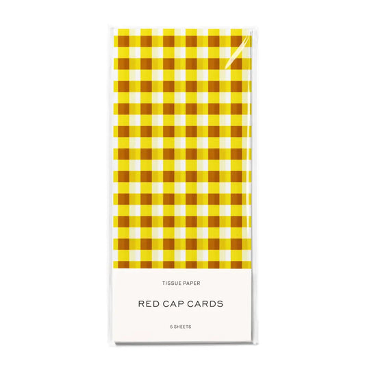 Tissue Paper - Gold and Yellow Gingham - Red Cap Cards