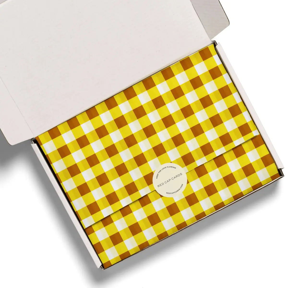 Tissue Paper - Gold and Yellow Gingham - Red Cap Cards