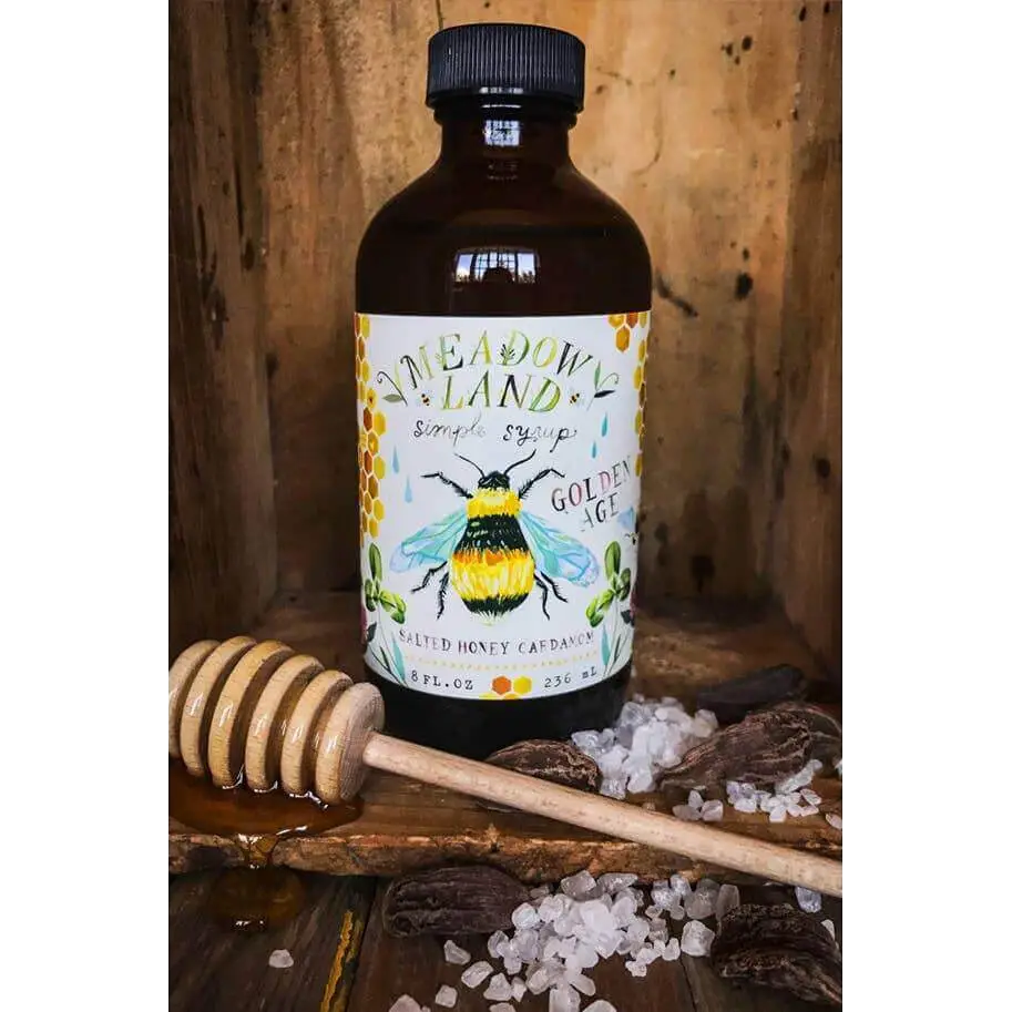 Golden Age Simple Syrup - Honey & Cardamom - Coffee or Cocktails - Meadowland Syrup