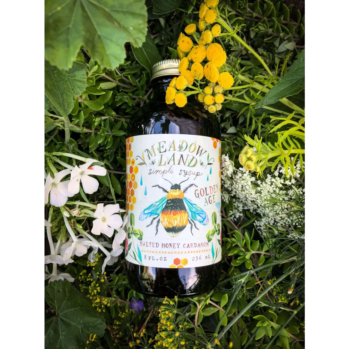 Golden Age Simple Syrup - Honey & Cardamom - Coffee or Cocktails - Meadowland Syrup