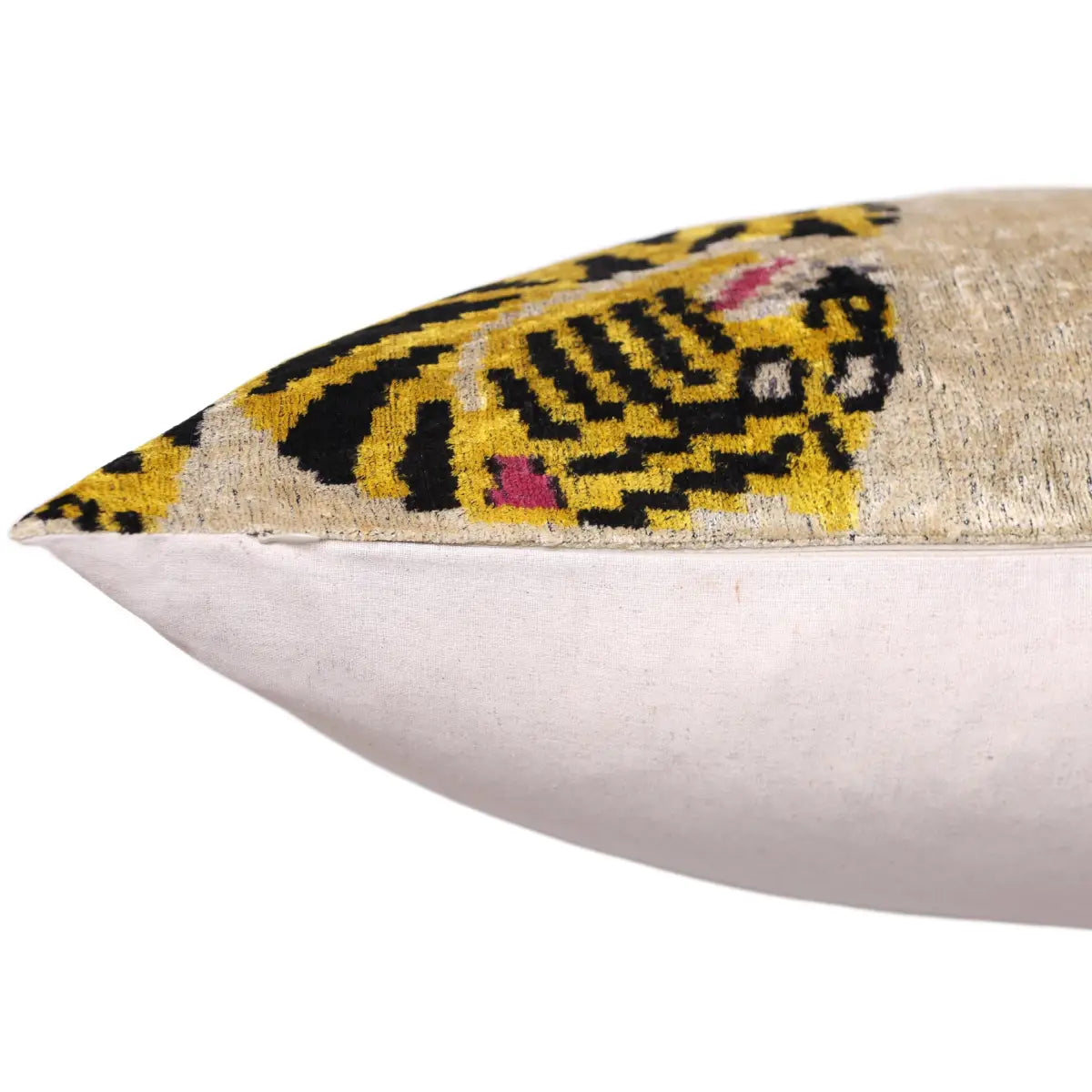 Golden Tiger Silk Velvet Lumbar Pillow – 16x24 Handmade Designer Cushion - Canvello