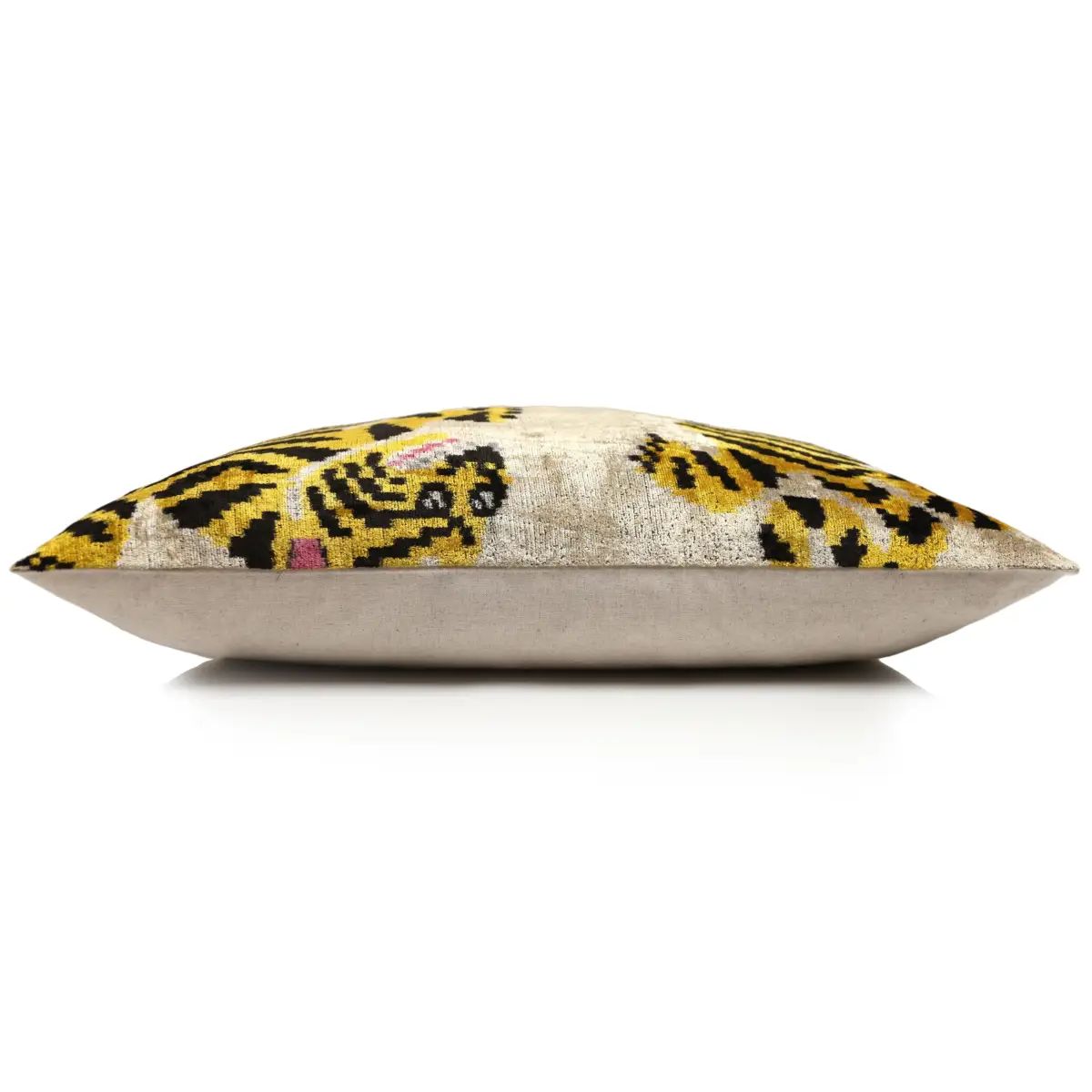 Golden Tiger Silk Velvet Lumbar Pillow – 16x24 Handmade Designer Cushion - Canvello