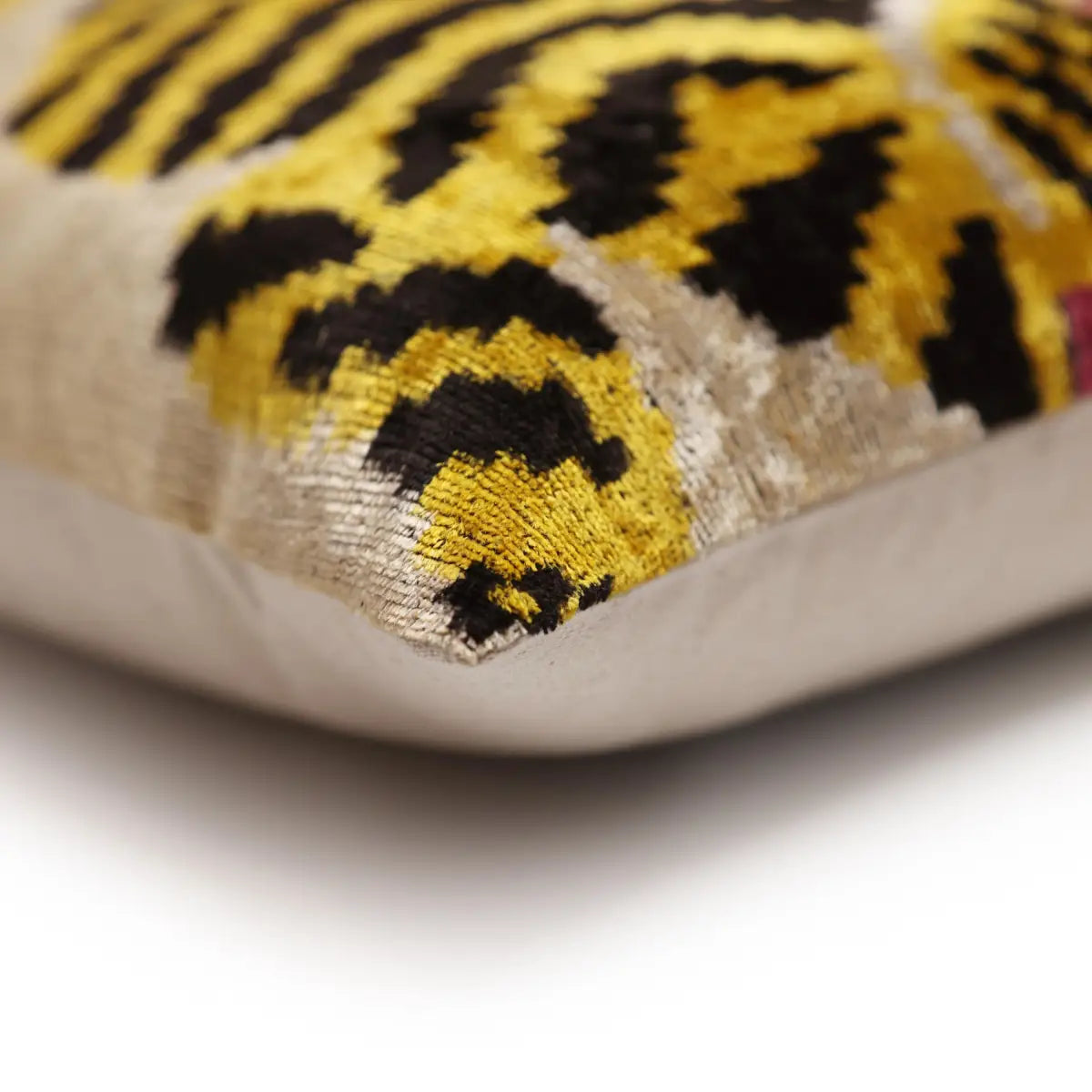 Golden Tiger Silk Velvet Lumbar Pillow – 16x24 Handmade Designer Cushion - Canvello