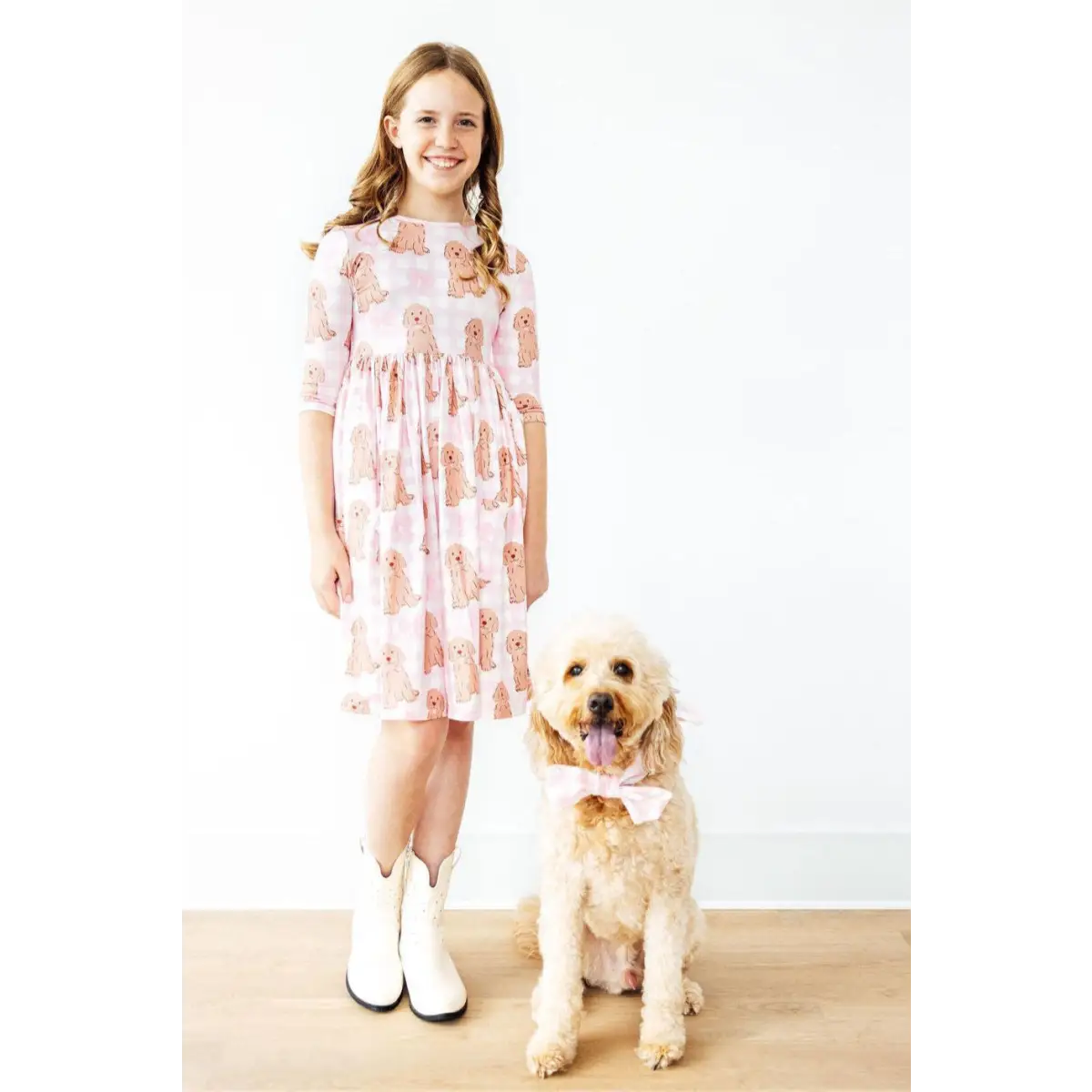 Pocket Twirl Dress - Goldendoodle 3/4 Sleeve - Dogs - Mila & Rose ®