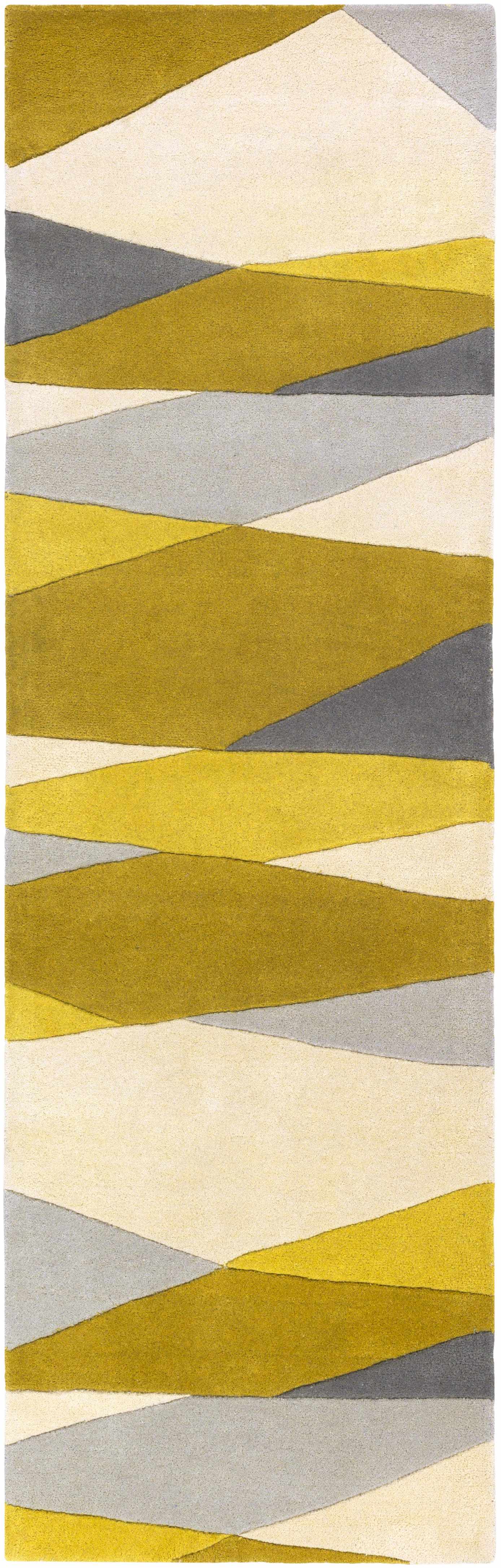 Gold Gray Modern Wool Rug - 2’6’’ x 8’ Runner - Boutique Rugs