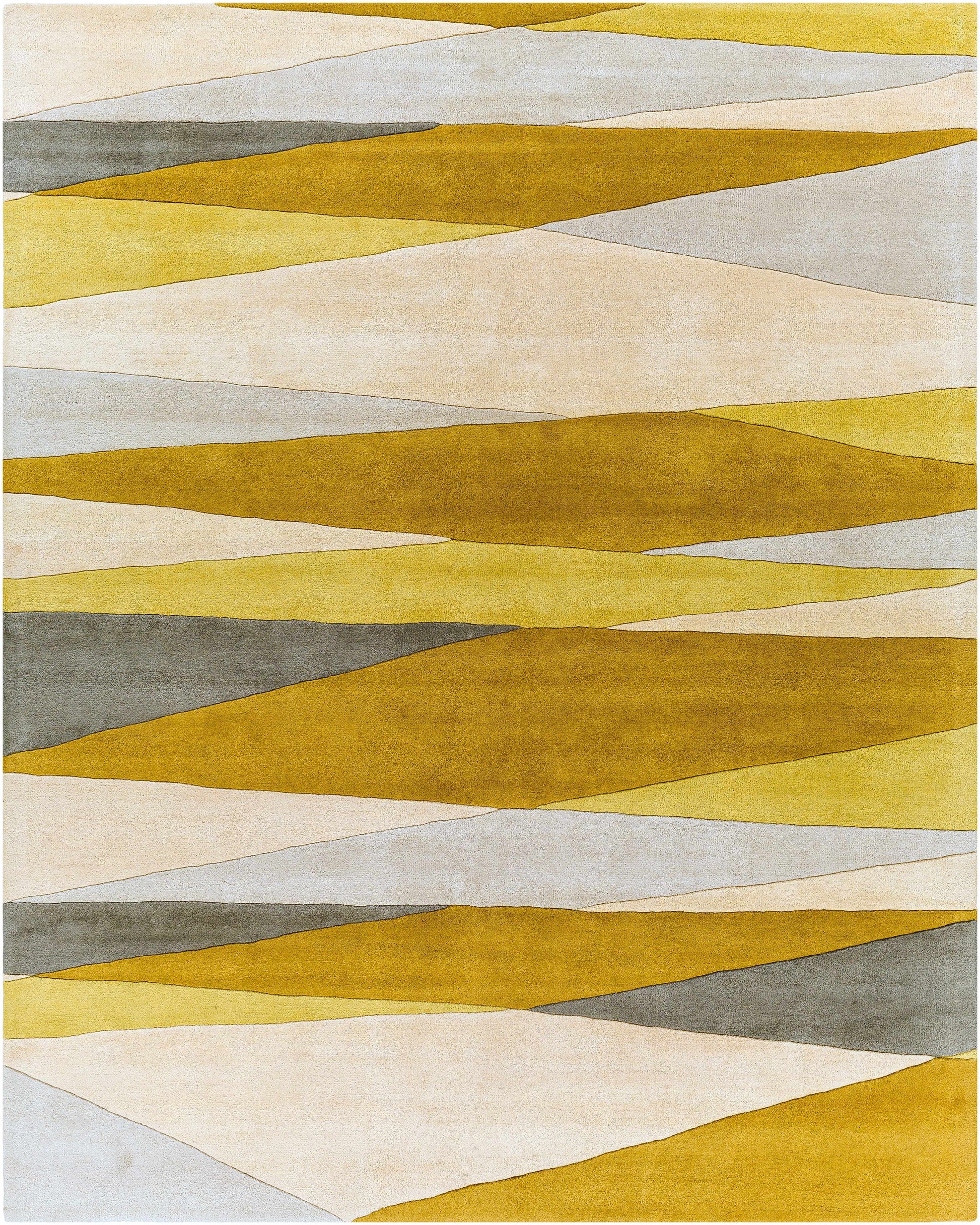 Gold Gray Modern Wool Rug - 7’6’’ x 9’6’’ Rectangle - Boutique Rugs