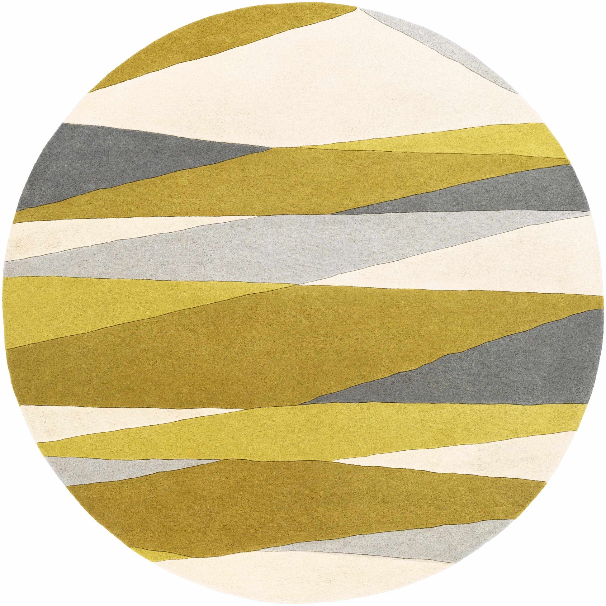 Gold Gray Modern Wool Rug - 8’ Round - Boutique Rugs