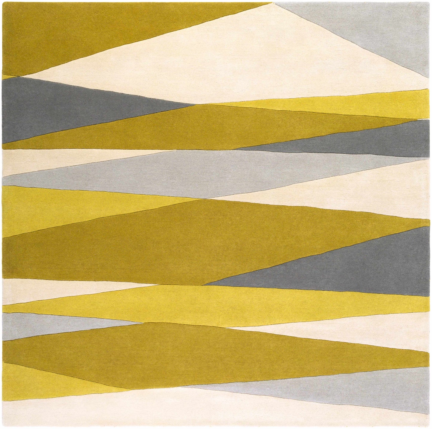 Gold Gray Modern Wool Rug - 8’ Square - Boutique Rugs