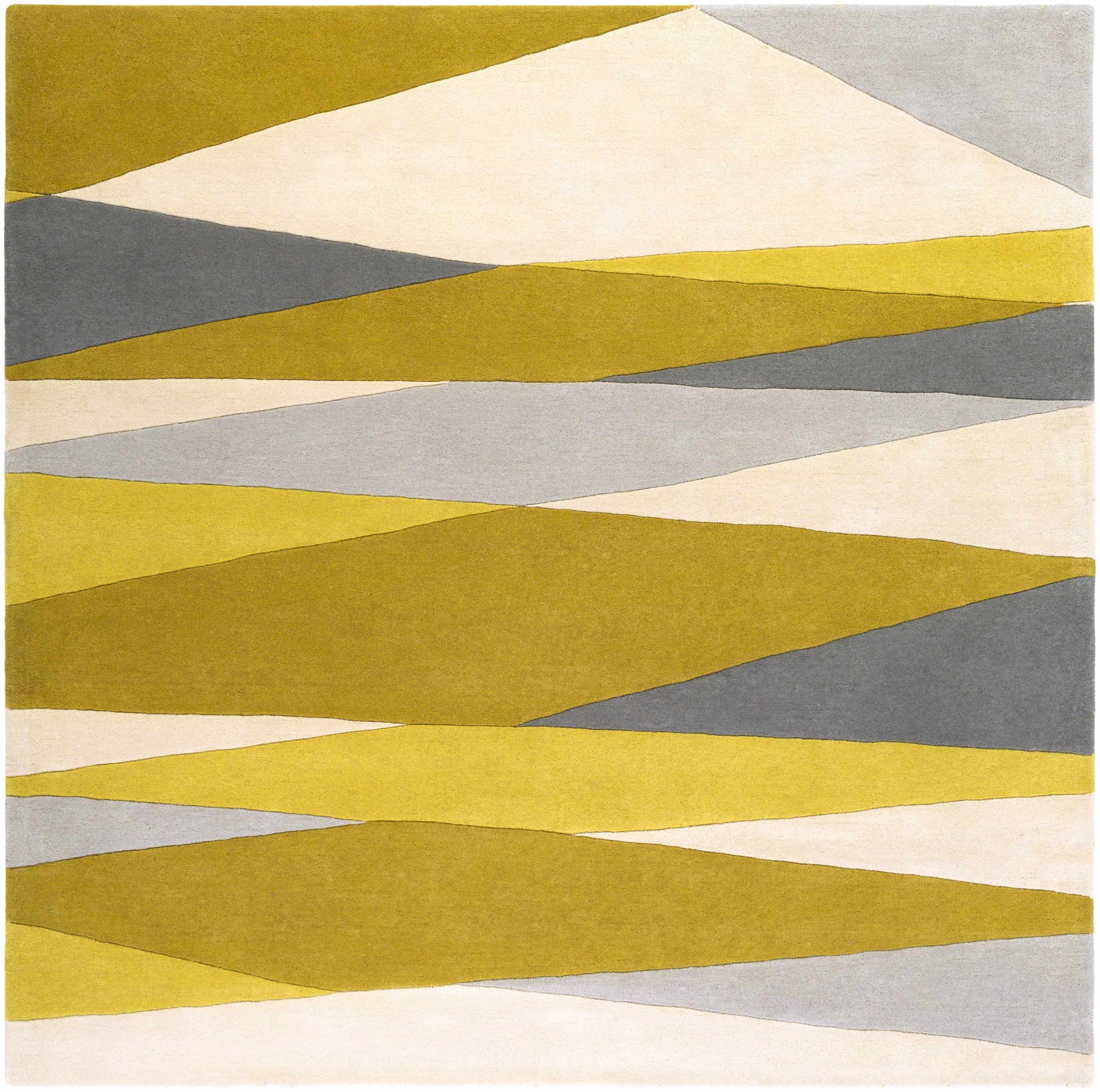 Gold Gray Modern Wool Rug - 8’ Square - Boutique Rugs