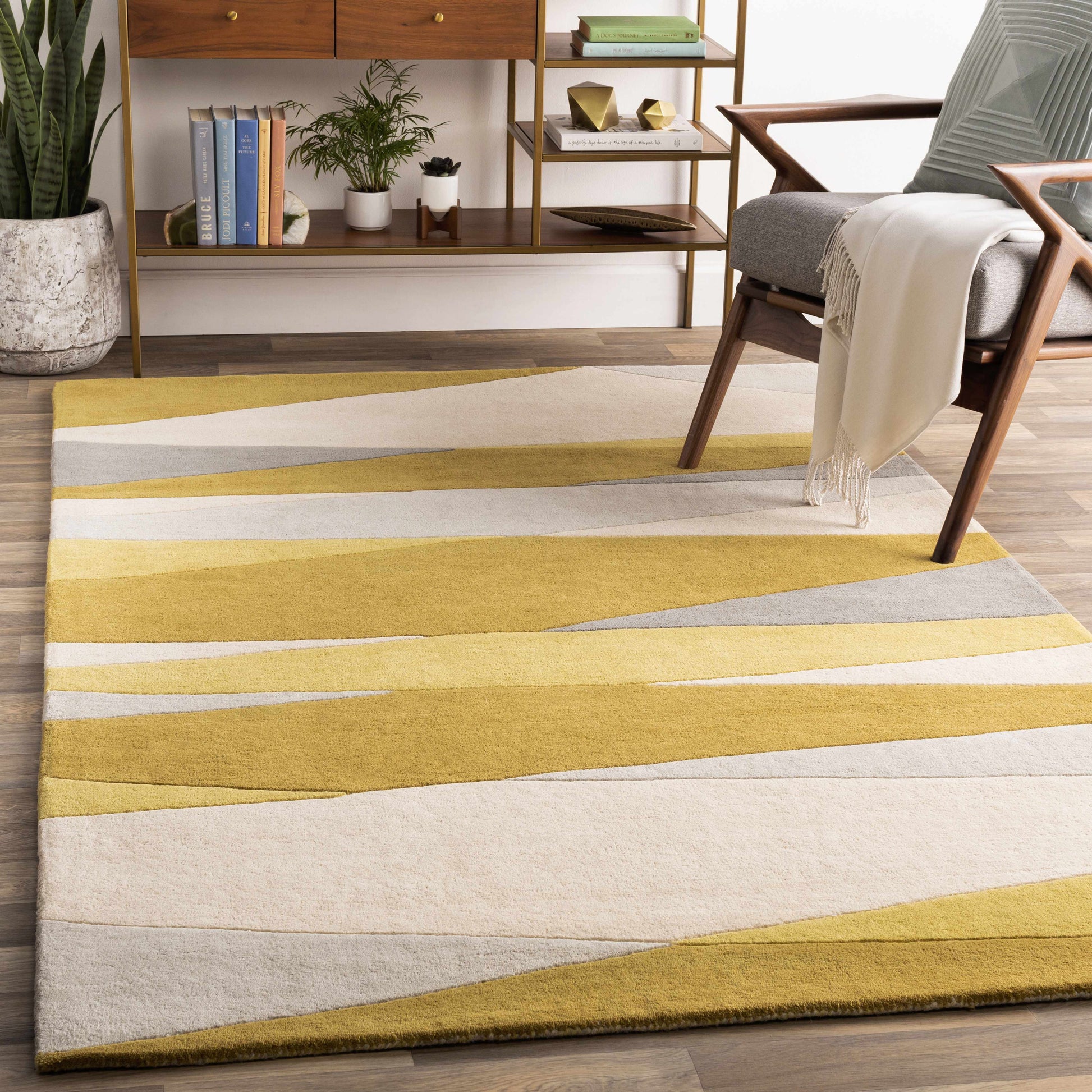 Gold Gray Modern Wool Rug - Boutique Rugs