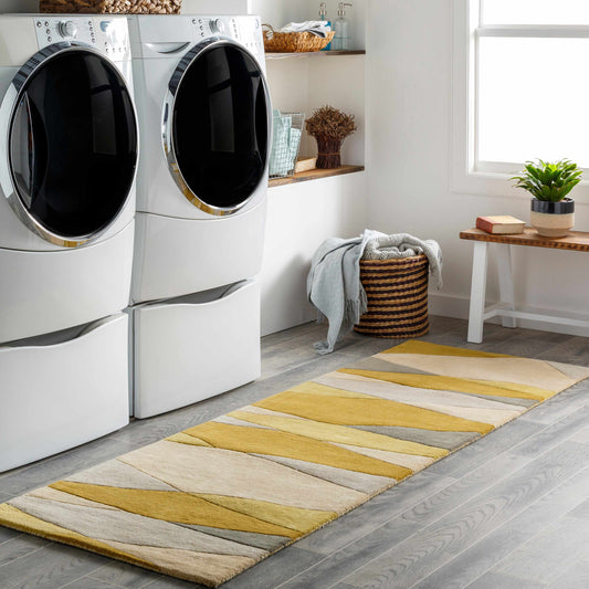 Gold Gray Modern Wool Rug - Boutique Rugs