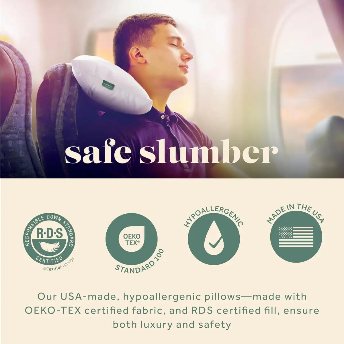 Goose Down Travel Pillow - with 800 Fill Power European Goose Down - ComfyDown