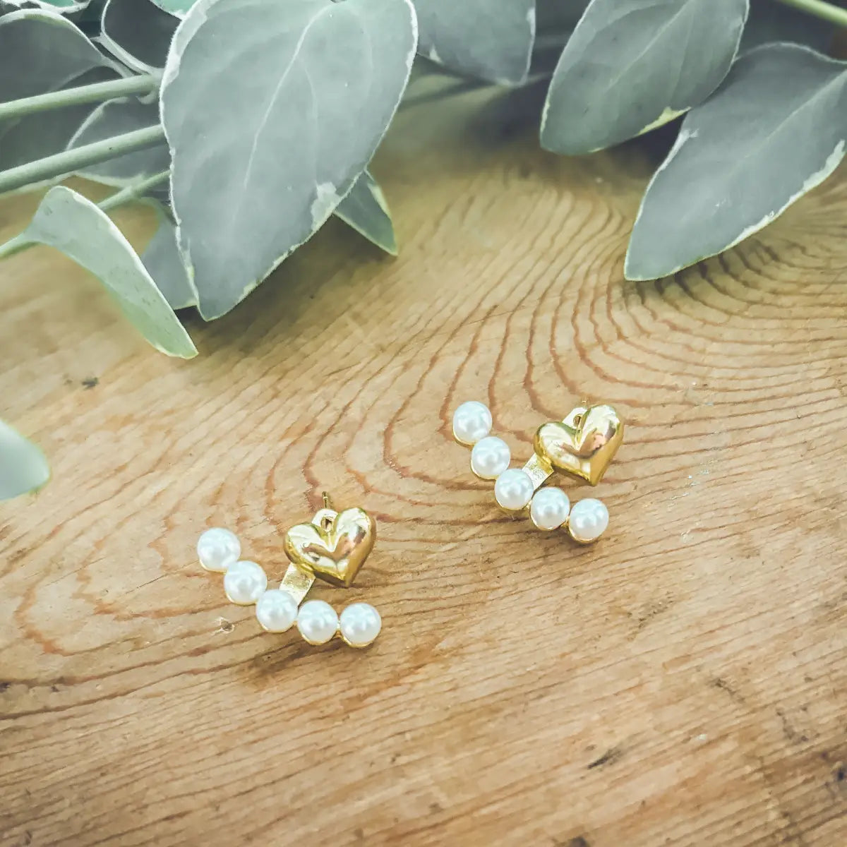 Heart and Pearl Jacket Earrings - Rooted Home Goods