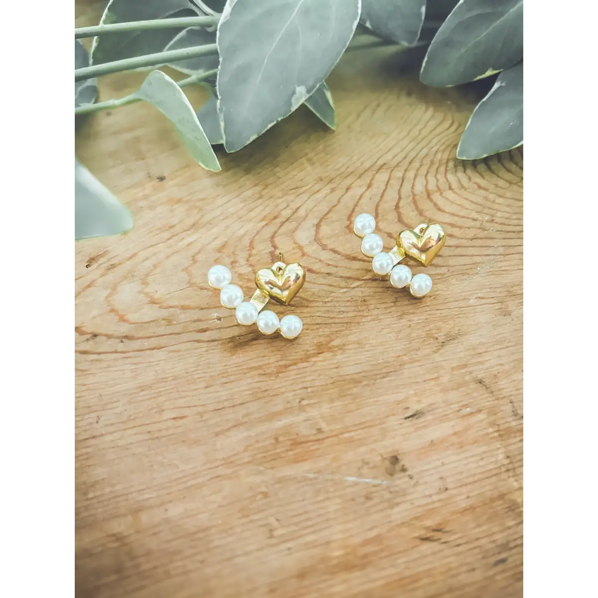 Heart and Pearl Jacket Earrings - Rooted Home Goods