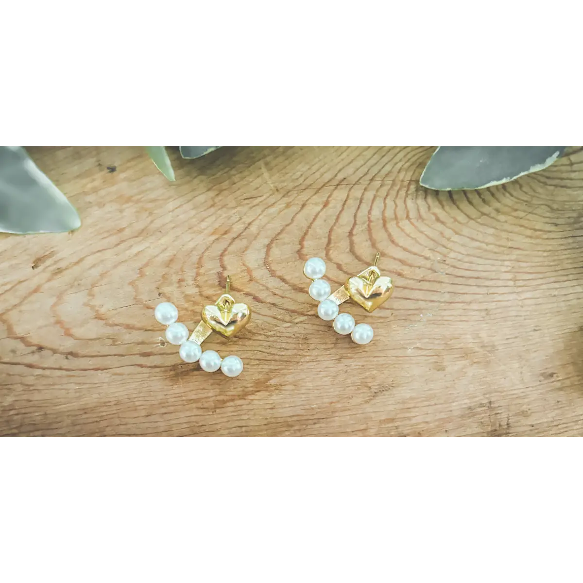 Heart and Pearl Jacket Earrings - Rooted Home Goods