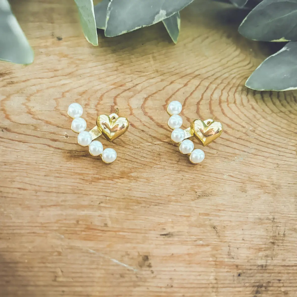 Heart and Pearl Jacket Earrings - Rooted Home Goods