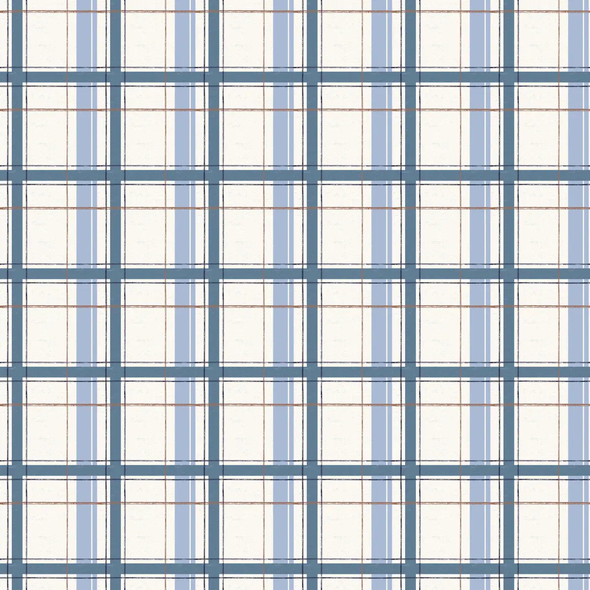 Grady Wallpaper - Classic Plaid - by Emma J Rivers - Sample 1 foot by 1 foot / Cream and Blue - Loomwell Home Goods