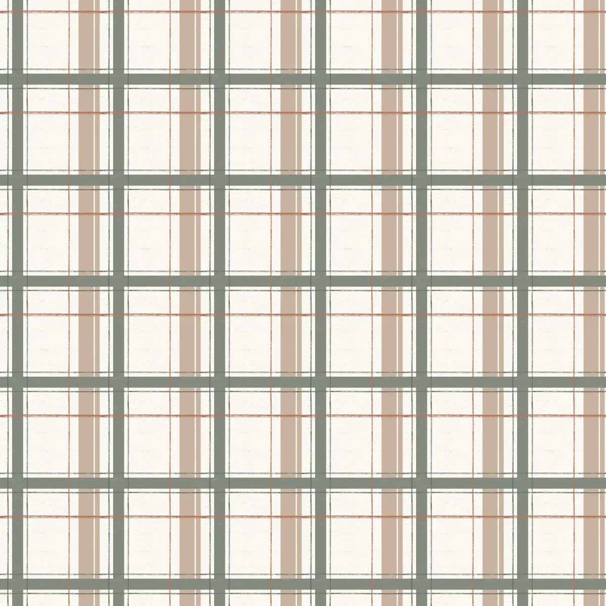 Grady Wallpaper - Classic Plaid - by Emma J Rivers - Sample 1 foot by 1 foot / Cream and Green - Loomwell Home Goods