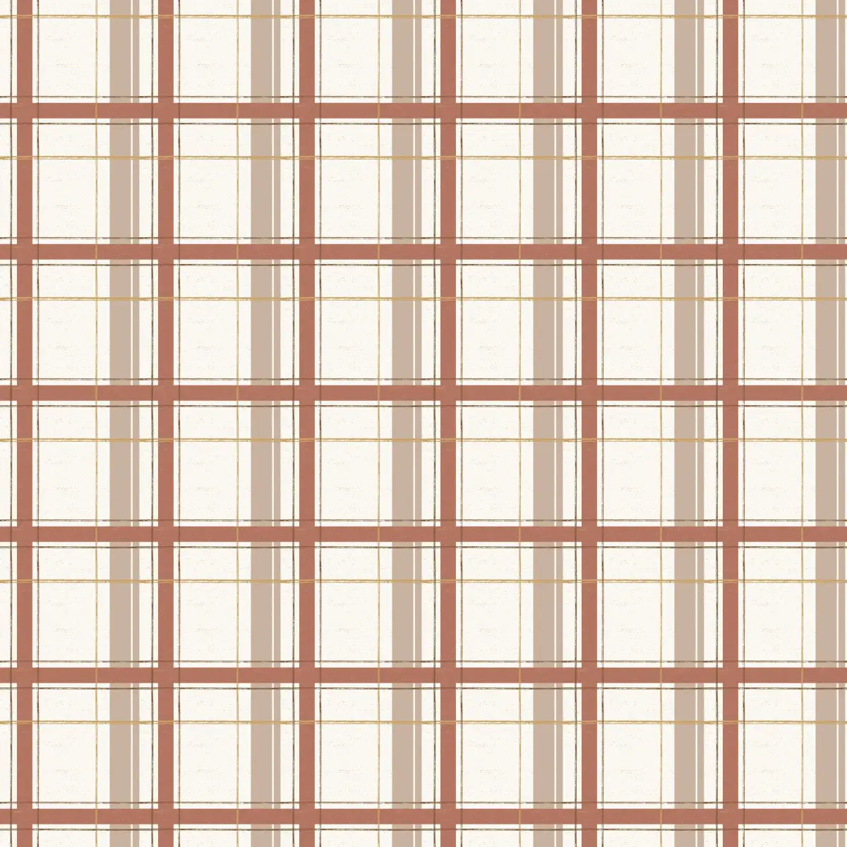 Grady Wallpaper - Classic Plaid - by Emma J Rivers - Sample 1 foot by 1 foot / Cream and Rust - Loomwell Home Goods
