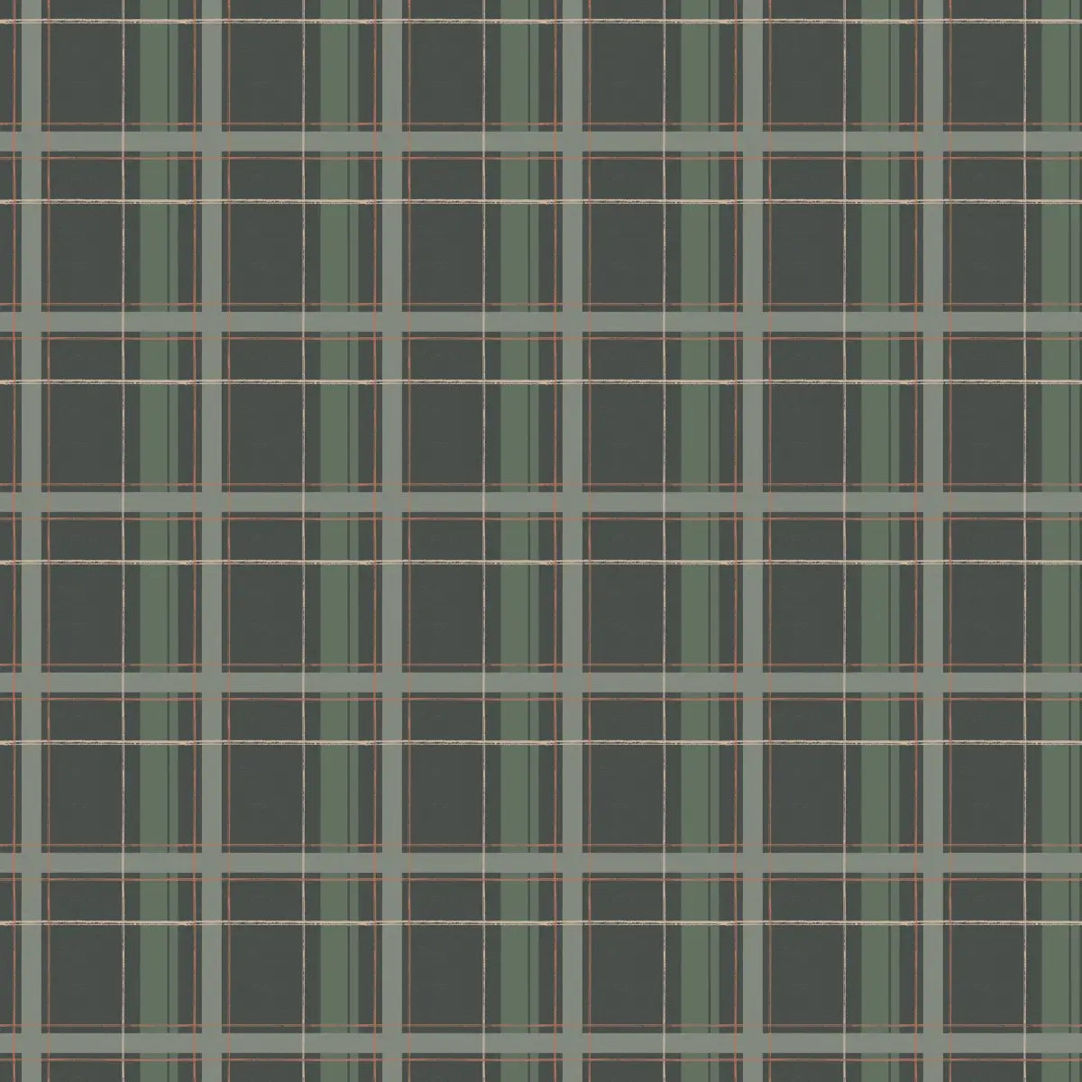 Grady Wallpaper - Classic Plaid - by Emma J Rivers - Sample 1 foot by 1 foot / Dark Green - Loomwell Home Goods