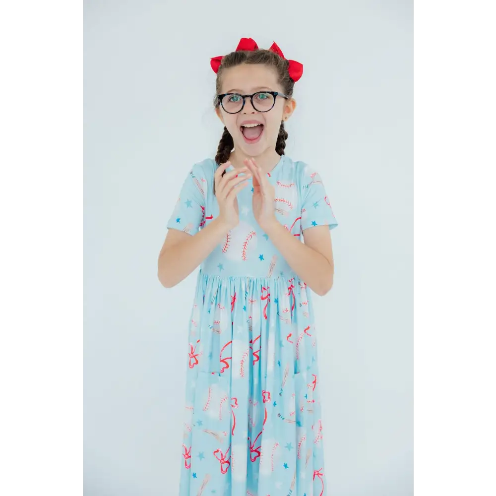 Grand Slam Glam Baseball Pocket Twirl Dress - Mila & Rose ®