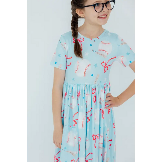 Grand Slam Glam Baseball Pocket Twirl Dress - Mila & Rose ®