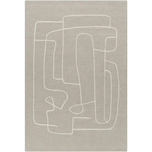 Gray Abstract Line Area Rug - 5’ x 7’6’’ Rectangle - Boutique Rugs