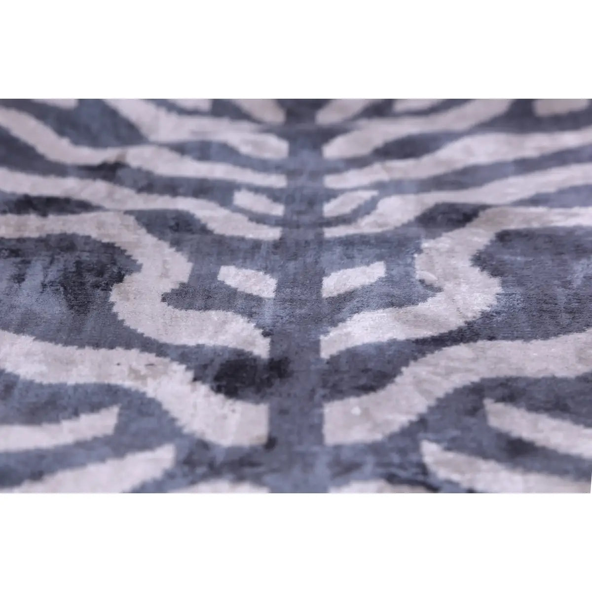 Luxury Silk Velvet Pillow – Handmade Gray Cream Ikat Throw Square 16x16 - Canvello