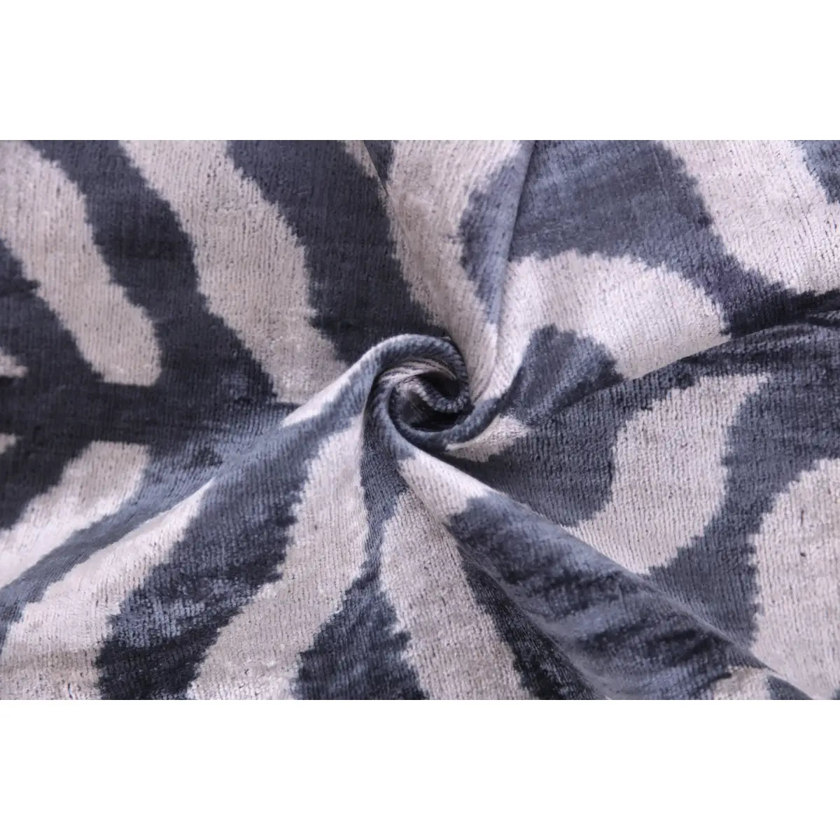 Luxury Silk Velvet Pillow – Handmade Gray Cream Ikat Throw Square 16x16 - Canvello