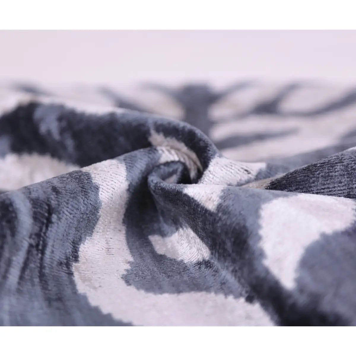 Luxury Silk Velvet Pillow – Handmade Gray Cream Ikat Throw Square 16x16 - Canvello