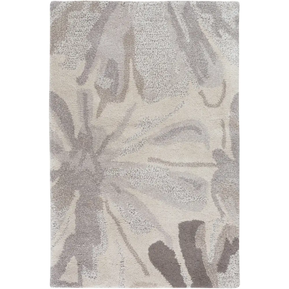 Gray Modern Floral Wool Rug - 2’ x 3’ Rectangle - Boutique Rugs