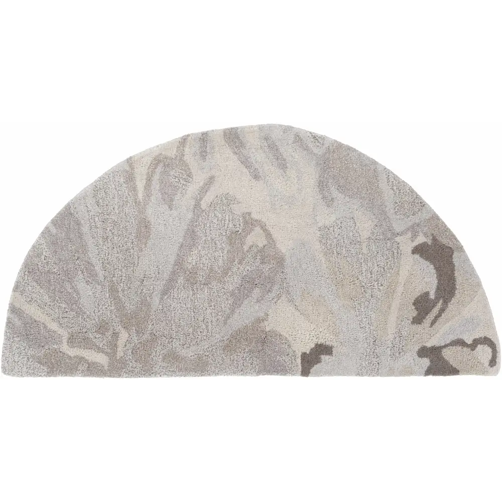 Gray Modern Floral Wool Rug - 2’ x 4’ Hearth - Boutique Rugs