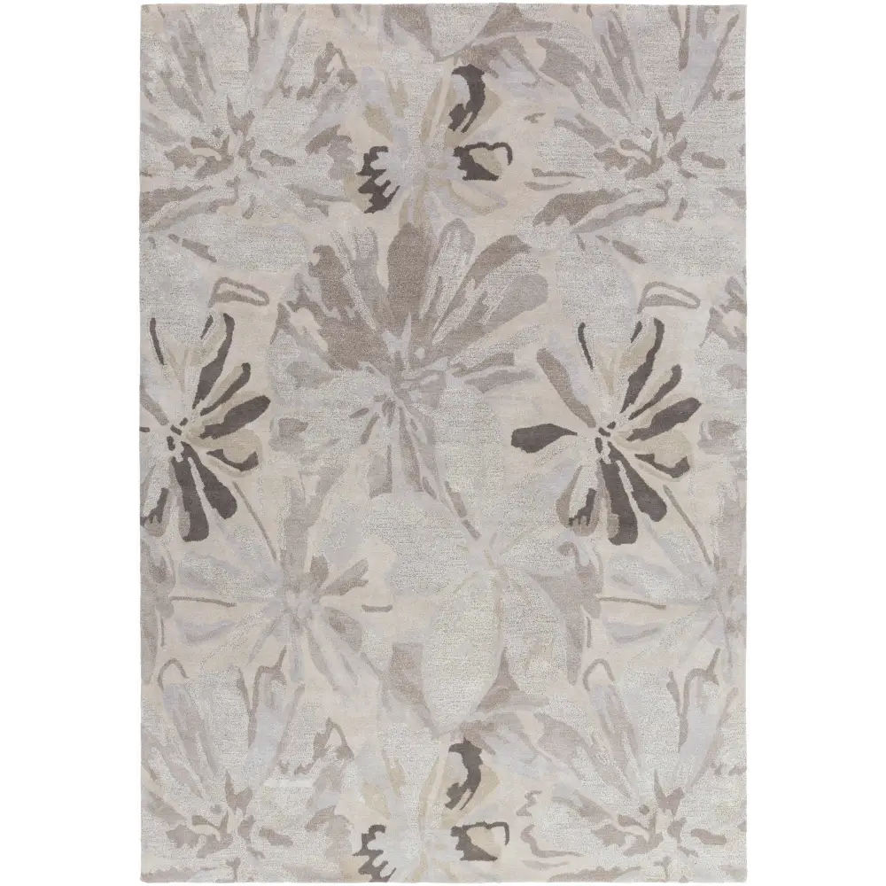 Gray Modern Floral Wool Rug - * 8’ x 11’ Rectangle - Boutique Rugs