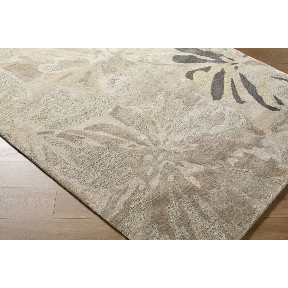 Gray Modern Floral Wool Rug - Boutique Rugs