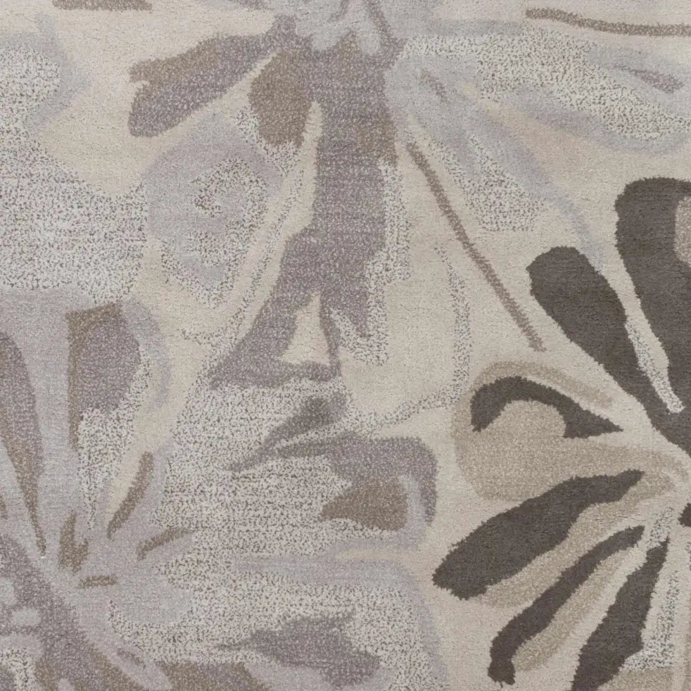 Gray Modern Floral Wool Rug - Boutique Rugs