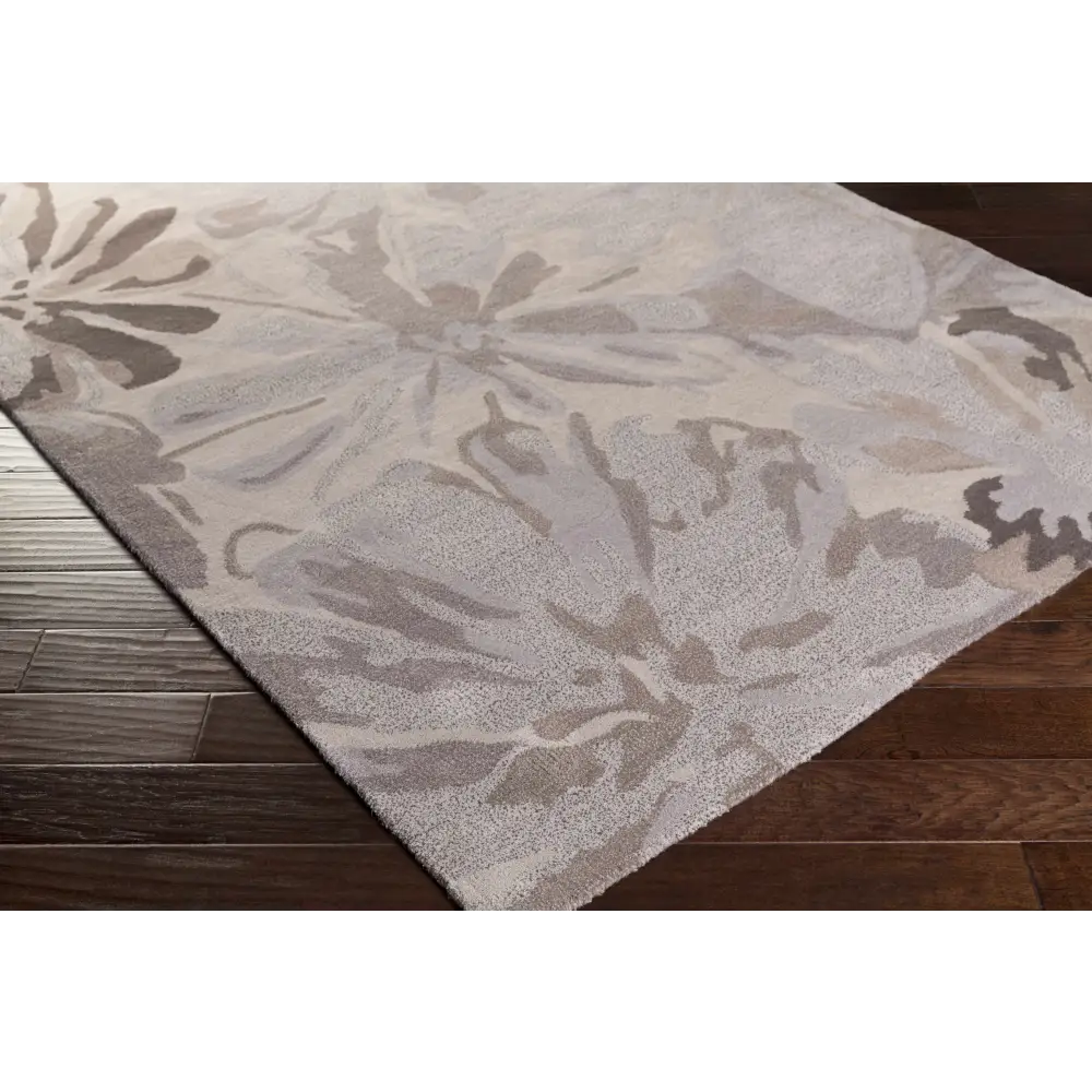 Gray Modern Floral Wool Rug - Boutique Rugs