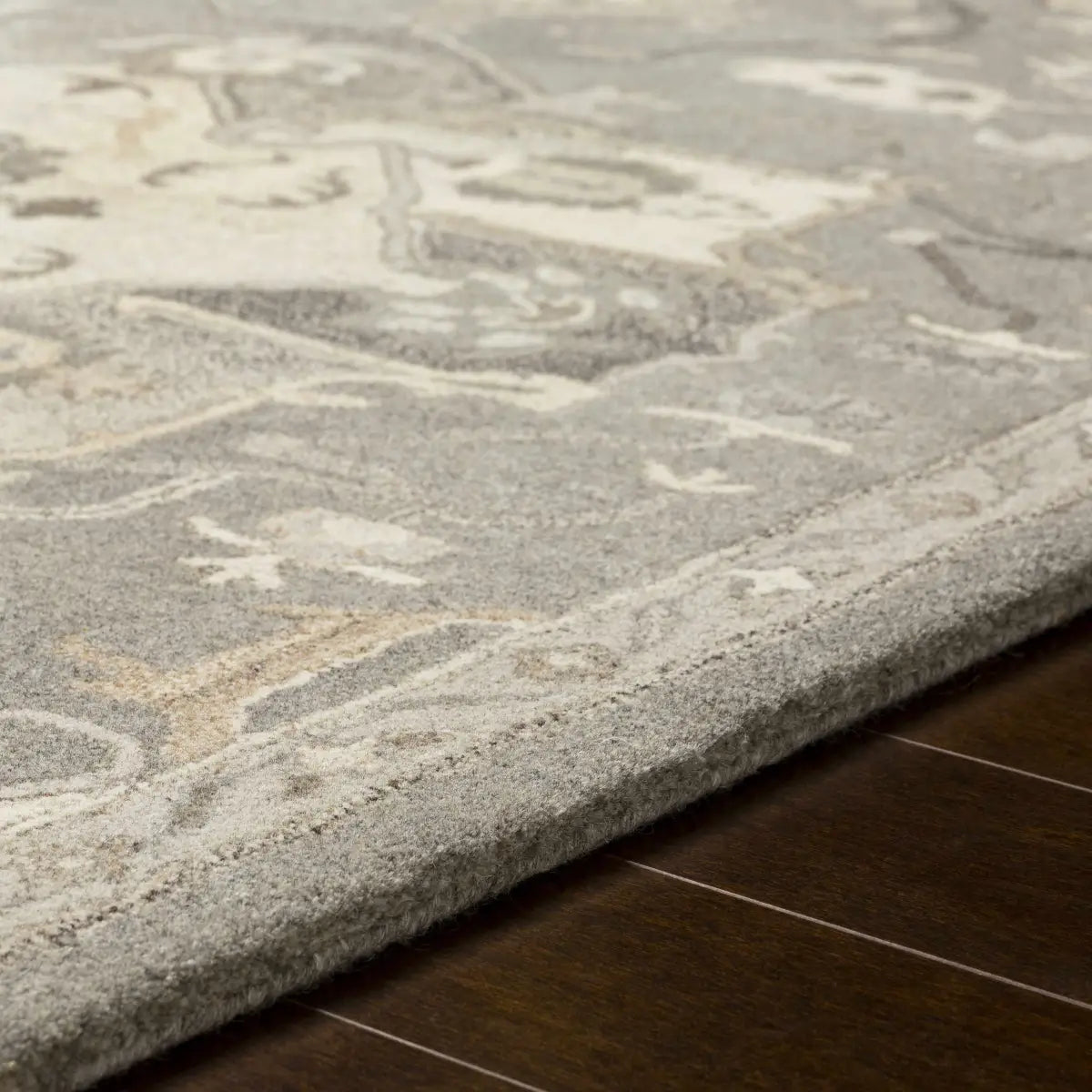 Gray Taupe Hand Tufted Traditional Wool Rug - 2’ x 3’ Rectangle - Boutique Rugs