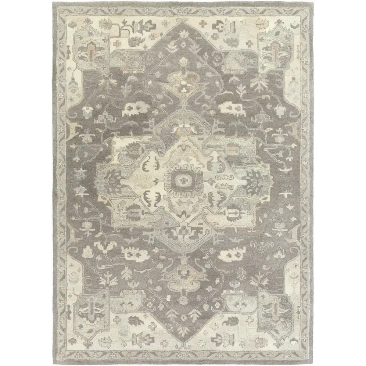 Gray Taupe Hand Tufted Traditional Wool Rug - * 8’ x 11’ Rectangle - Boutique Rugs