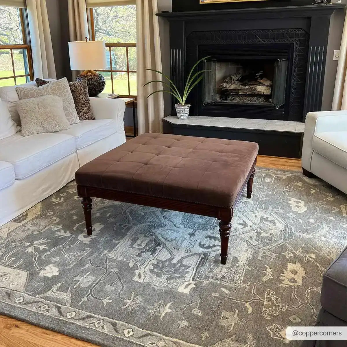 Gray Taupe Hand Tufted Traditional Wool Rug - Boutique Rugs